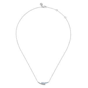 925 Sterling Silver Bujukan and Blue Topaz Bypass Bar Necklace