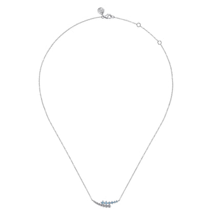 925 Sterling Silver Bujukan and Blue Topaz Bypass Bar Necklace