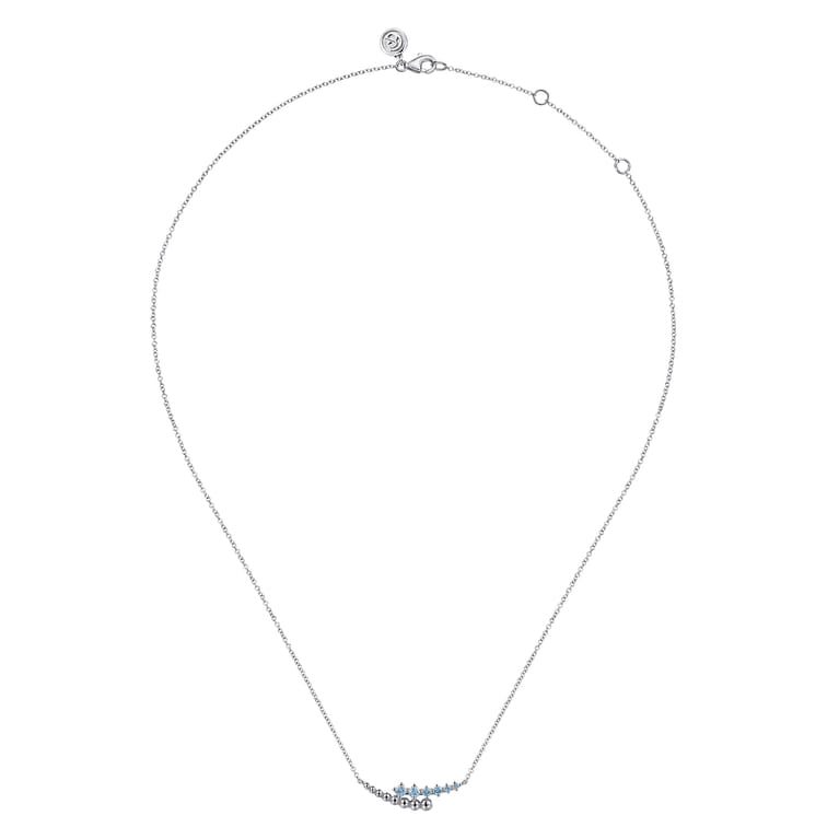 925 Sterling Silver Bujukan and Blue Topaz Bypass Bar Necklace - Shot 2