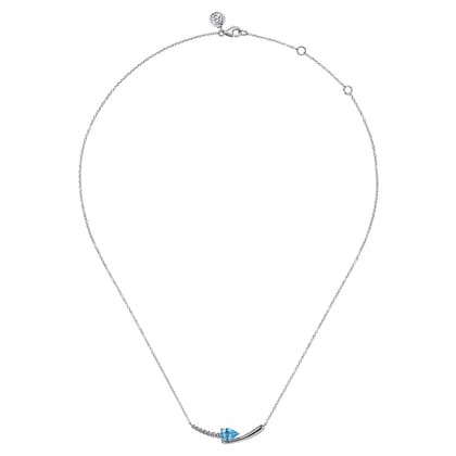 925 Sterling Silver Bujukan and Blue Topaz Bypass Bar Necklace