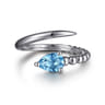 925 Sterling Silver Bujukan and Blue Topaz Bypass Ring