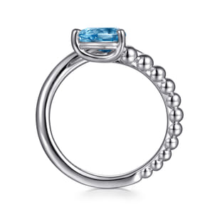 925 Sterling Silver Bujukan and Blue Topaz Bypass Ring