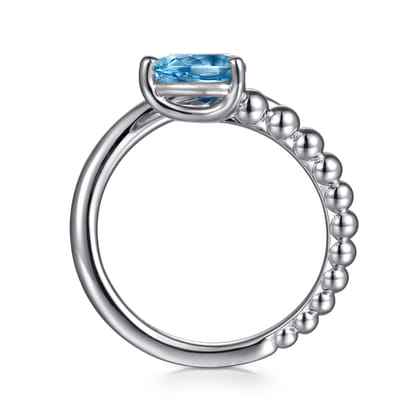 925 Sterling Silver Bujukan and Blue Topaz Bypass Ring
