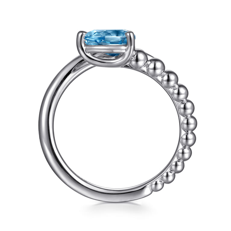 925 Sterling Silver Bujukan and Blue Topaz Bypass Ring - Shot 2