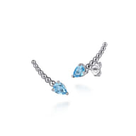 925 Sterling Silver Bujukan and Blue Topaz Ear Climber Earrings