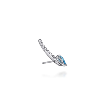 925 Sterling Silver Bujukan and Blue Topaz Ear Climber Earrings