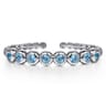 925 Sterling Silver Bujukan and Blue Topaz Open Bangle