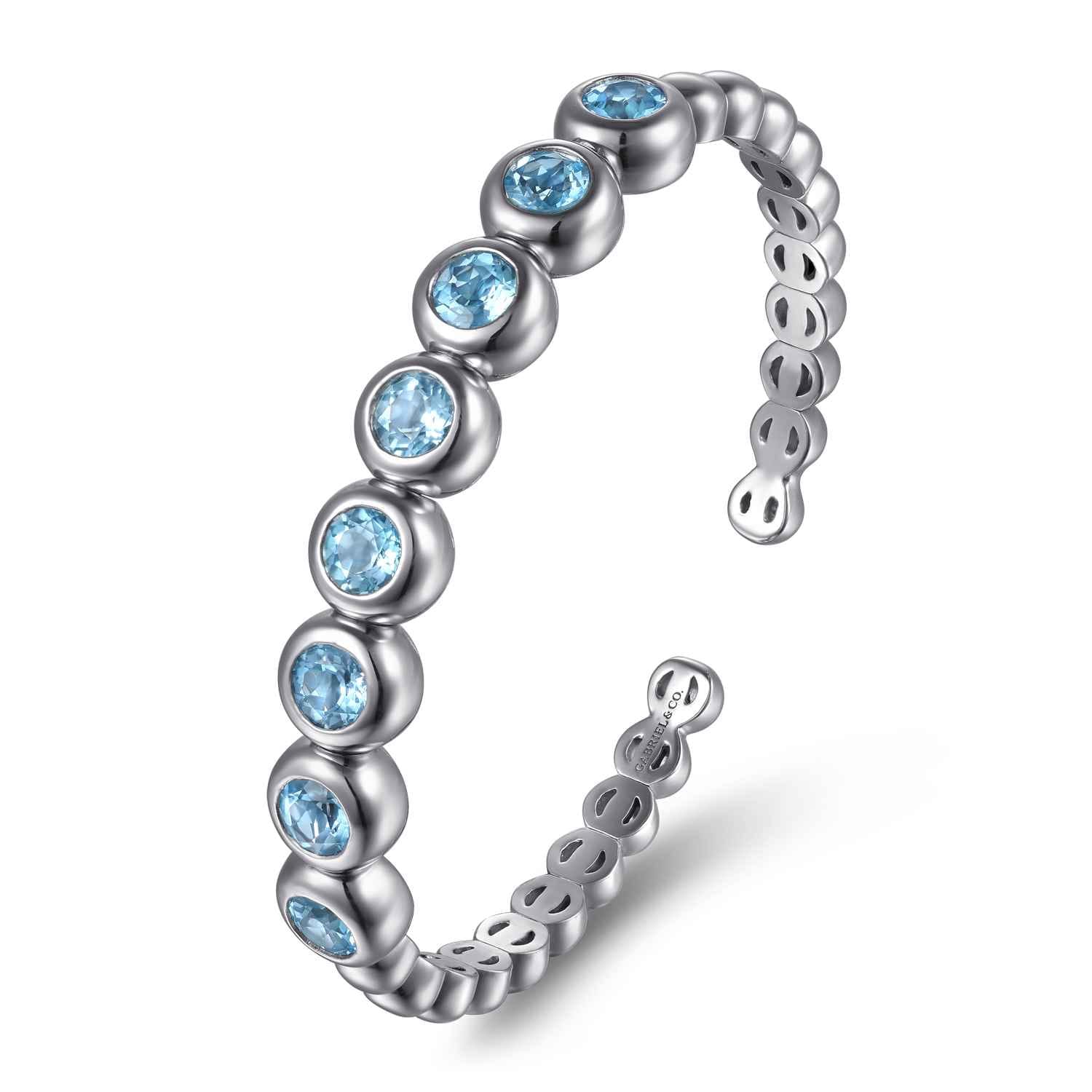 925 Sterling Silver Bujukan and Blue Topaz Open Bangle - Shot 2