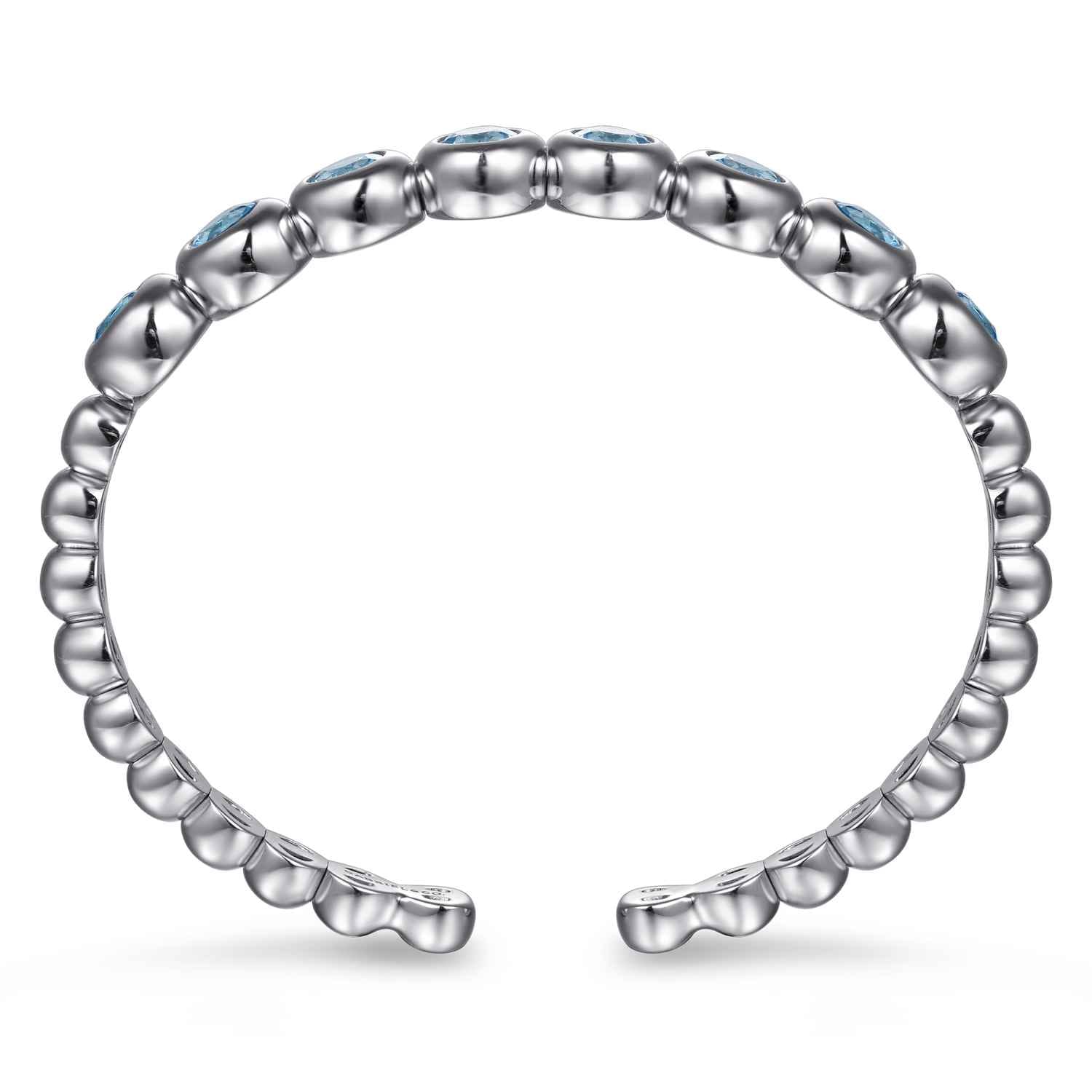 925 Sterling Silver Bujukan and Blue Topaz Open Bangle - Shot 3