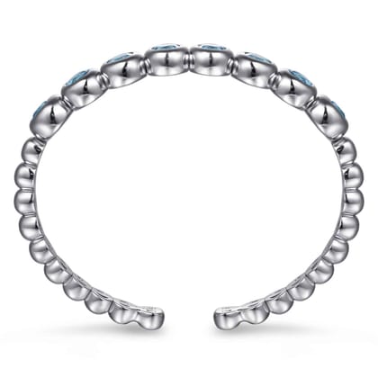 925 Sterling Silver Bujukan and Blue Topaz Open Bangle