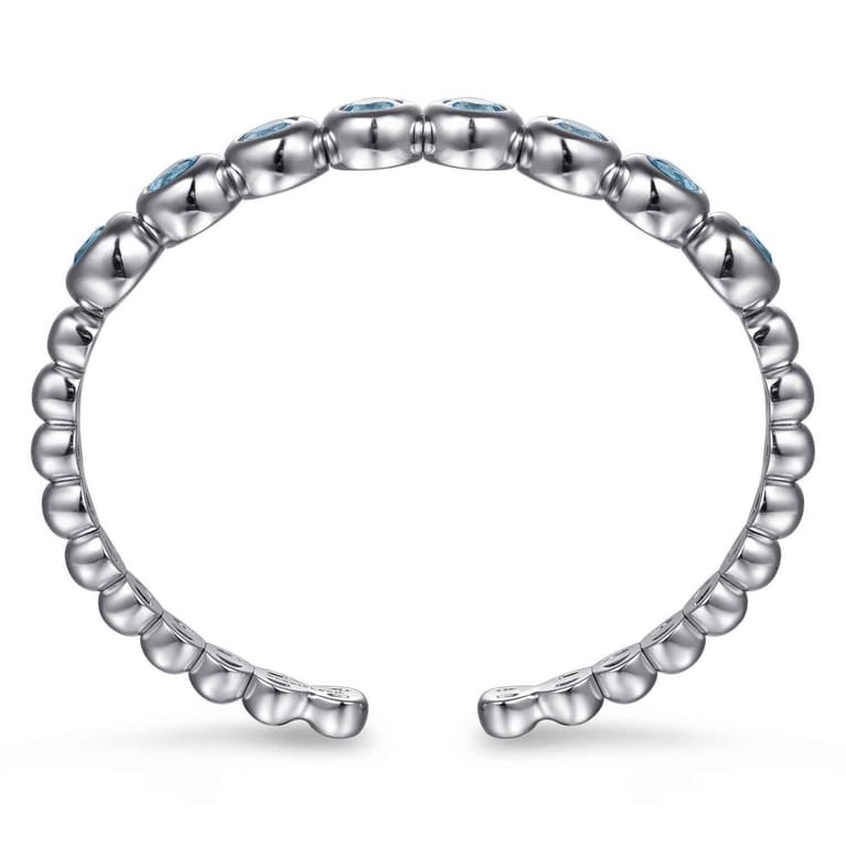 925 Sterling Silver Bujukan and Blue Topaz Open Bangle - Shot 3