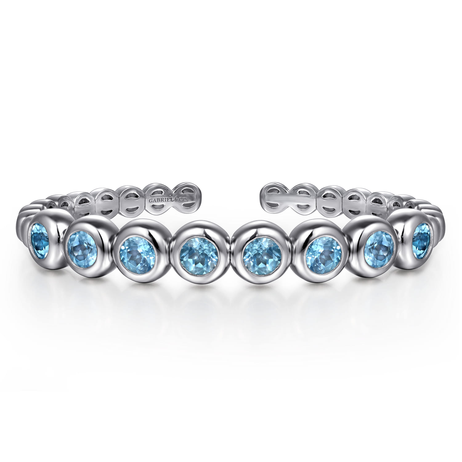 925 Sterling Silver Bujukan and Blue Topaz Open Bangle - Shot 1