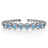 925 Sterling Silver Bujukan and Blue Topaz Open Bangle