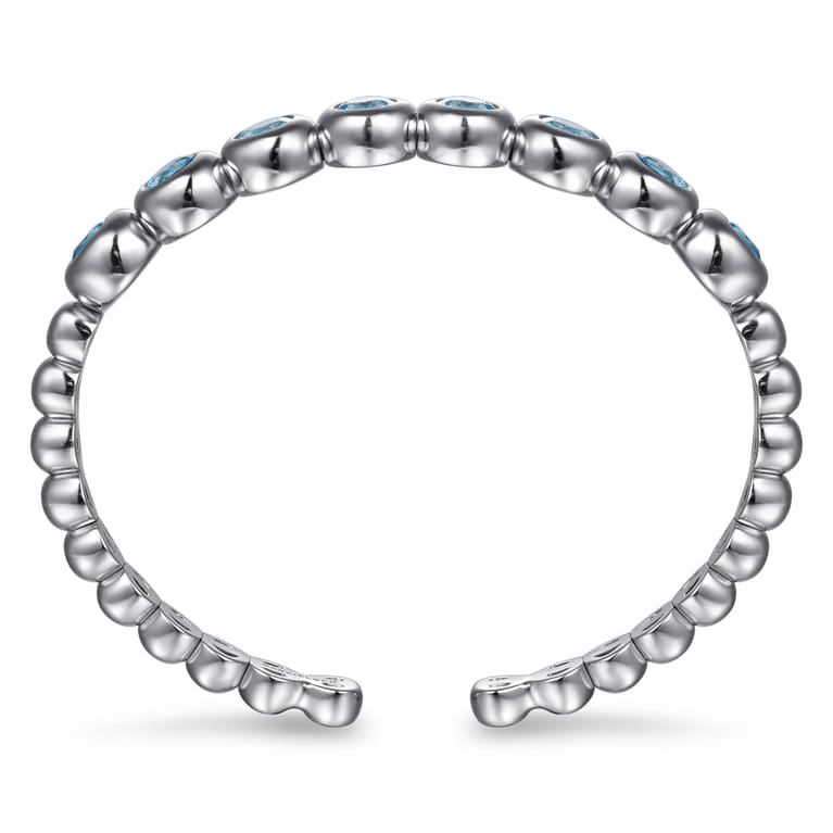 925 Sterling Silver Bujukan and Blue Topaz Open Bangle - Shot 3