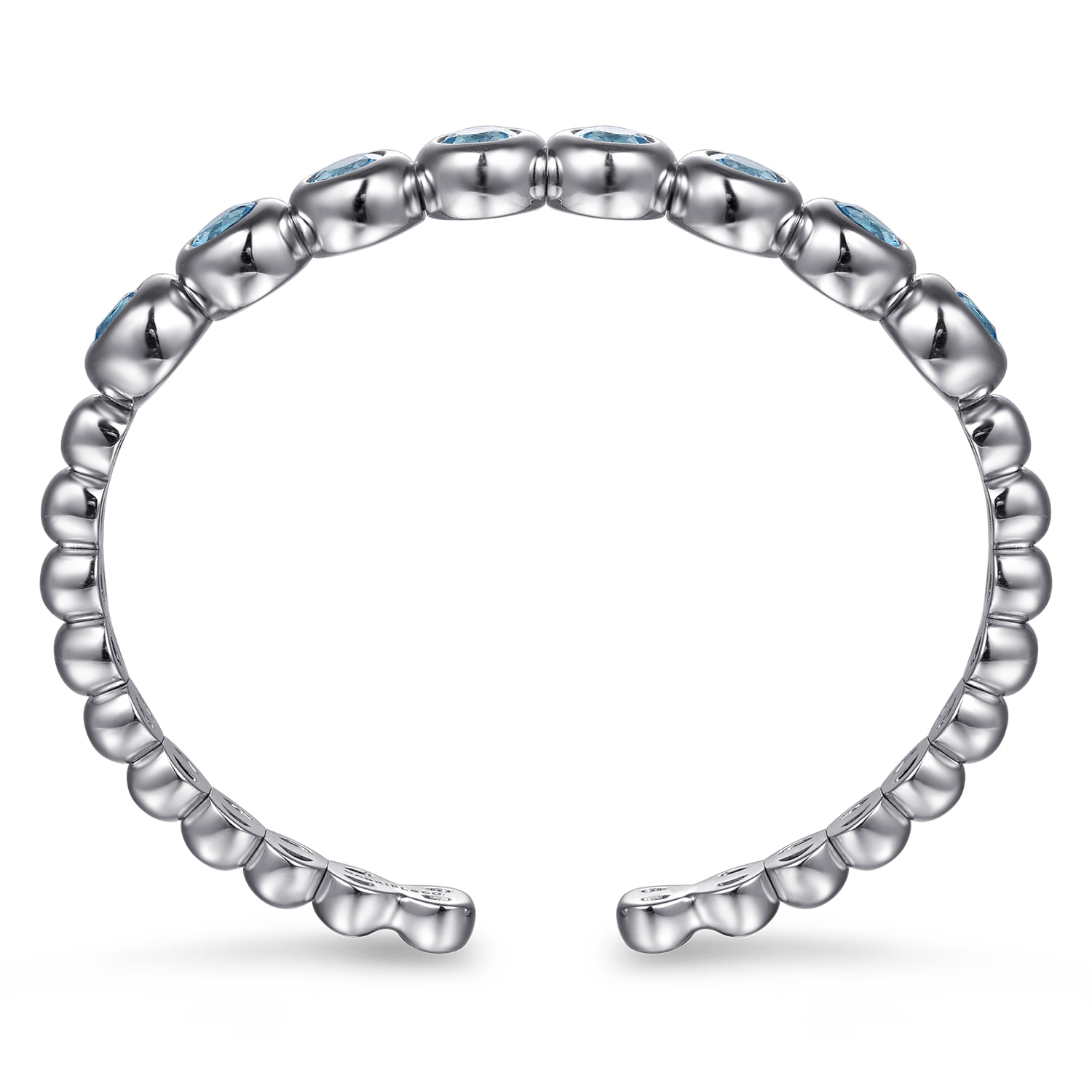 925 Sterling Silver Bujukan and Blue Topaz Open Bangle