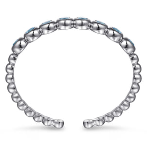 925 Sterling Silver Bujukan and Blue Topaz Open Bangle