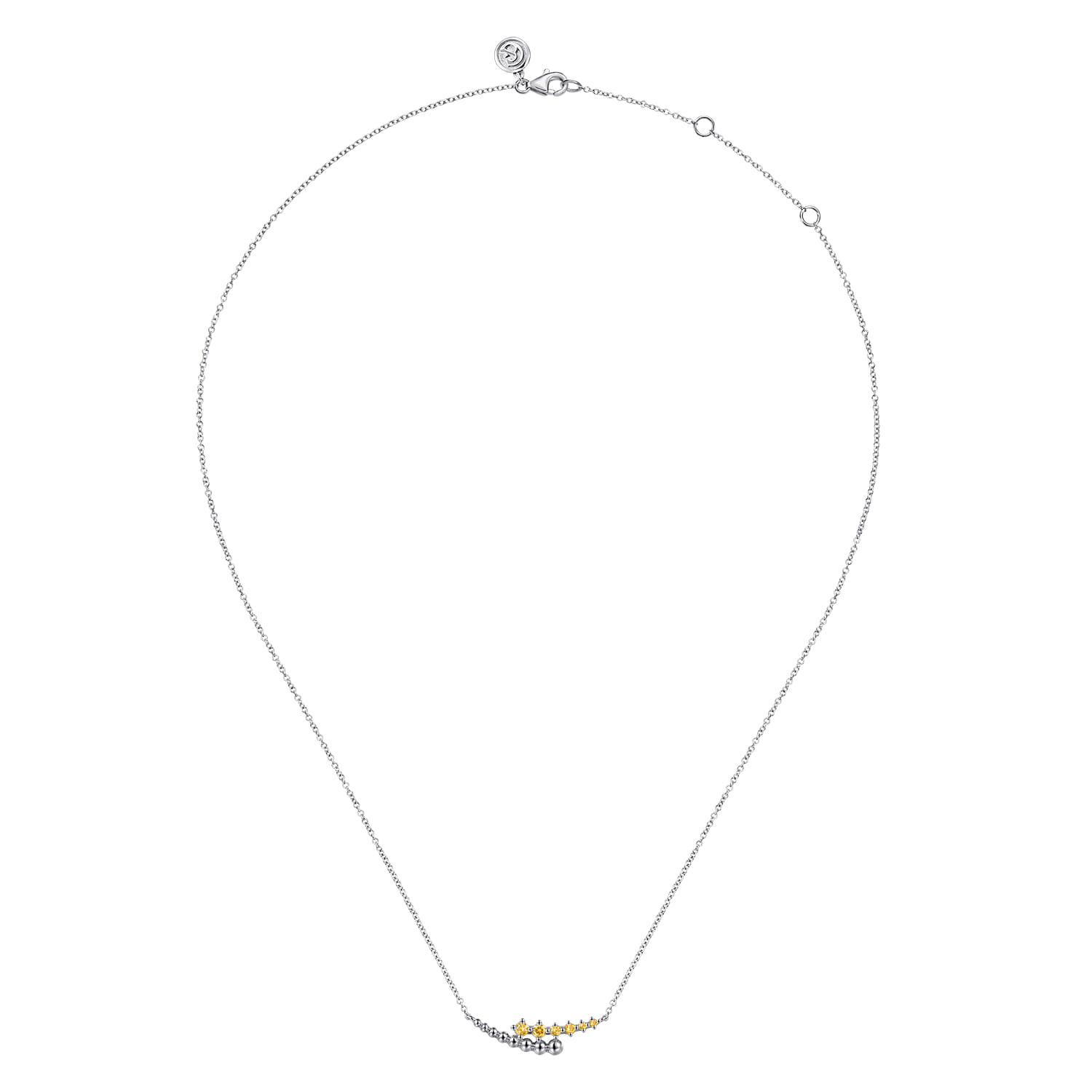 925 Sterling Silver Bujukan and Citrine Bypass Bar Necklace - Shot 2