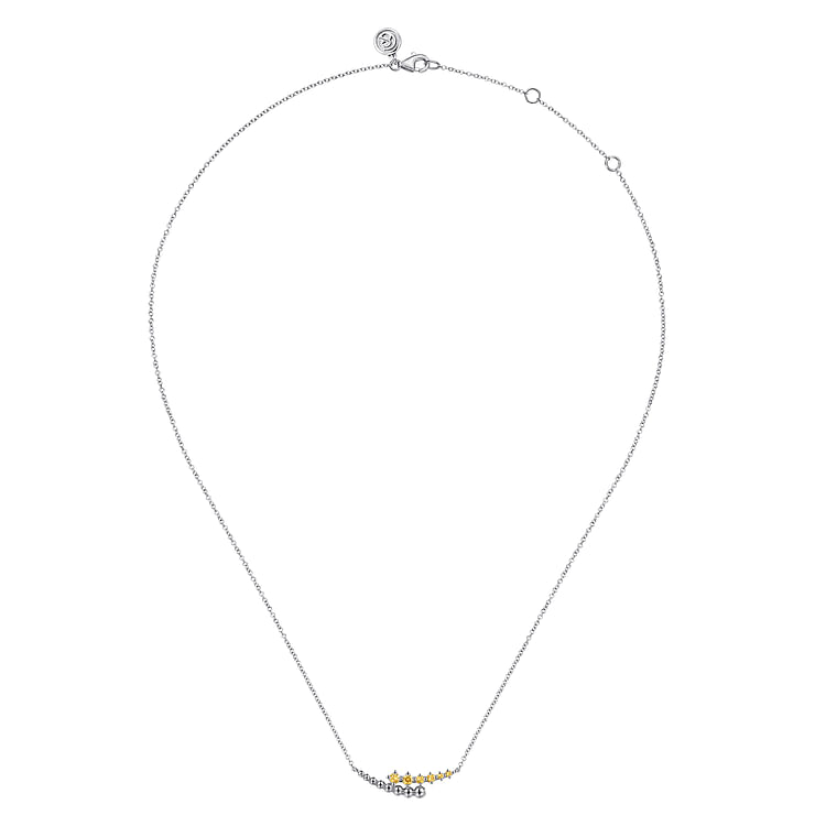 925 Sterling Silver Bujukan and Citrine Bypass Bar Necklace