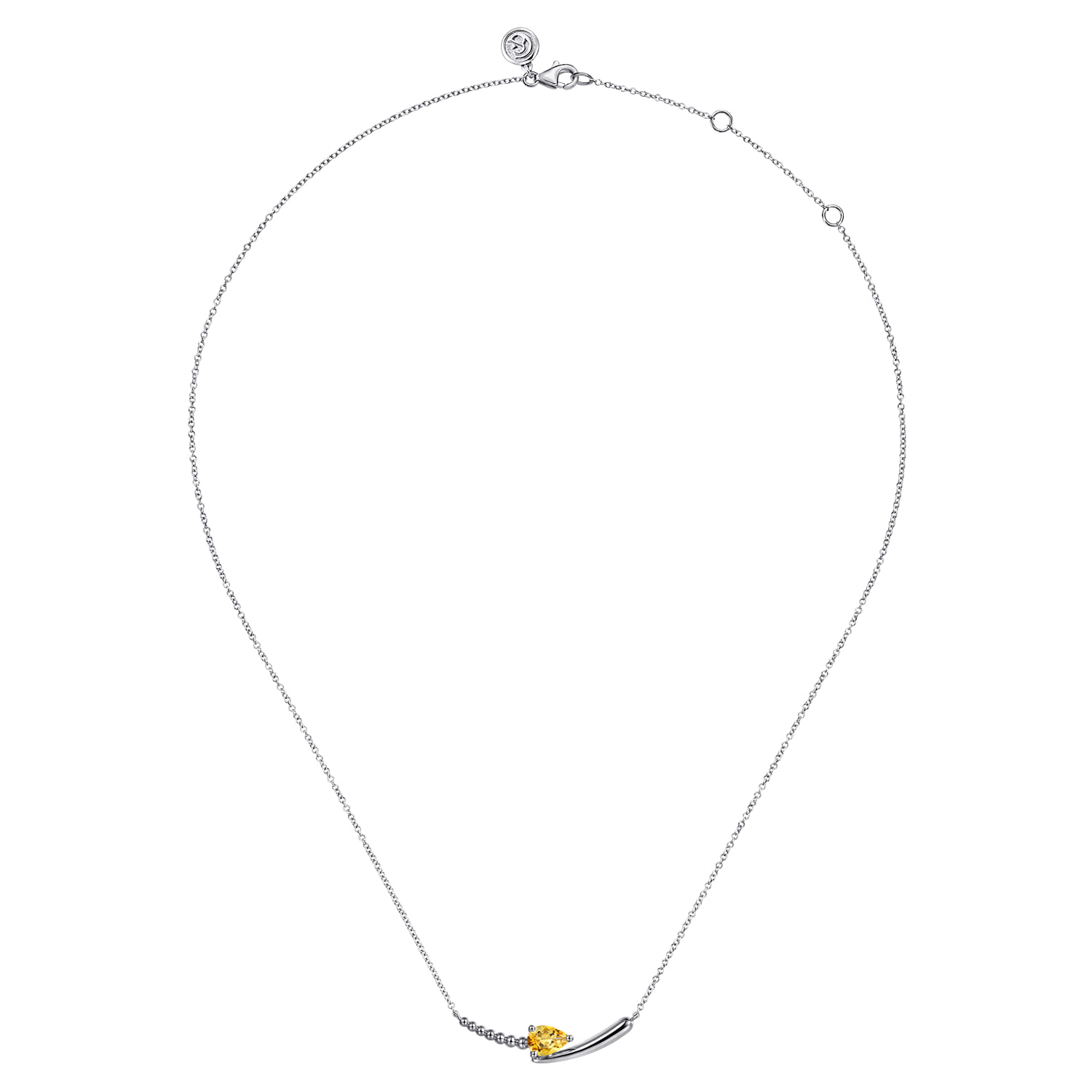 925 Sterling Silver Bujukan and Citrine Bypass Bar Necklace - Shot 2