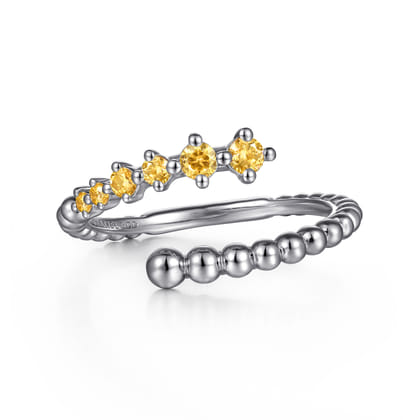 925 Sterling Silver Bujukan and Citrine Bypass Ring