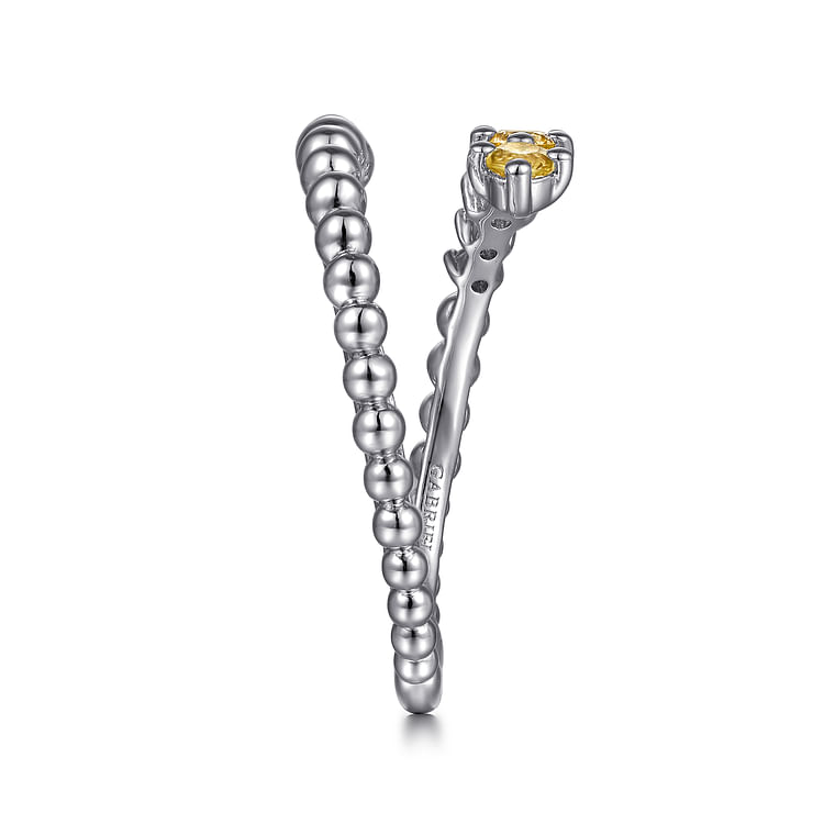 925 Sterling Silver Bujukan and Citrine Bypass Ring