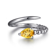 925 Sterling Silver Bujukan and Citrine Bypass Ring