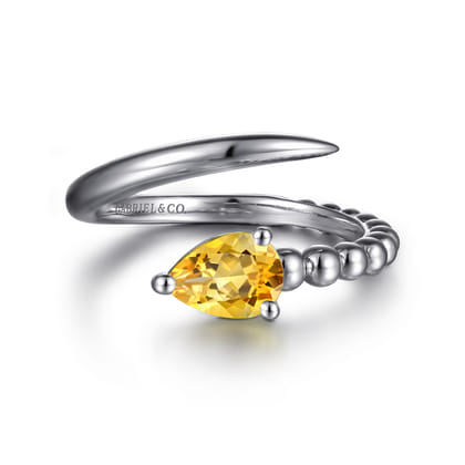 925 Sterling Silver Bujukan and Citrine Bypass Ring