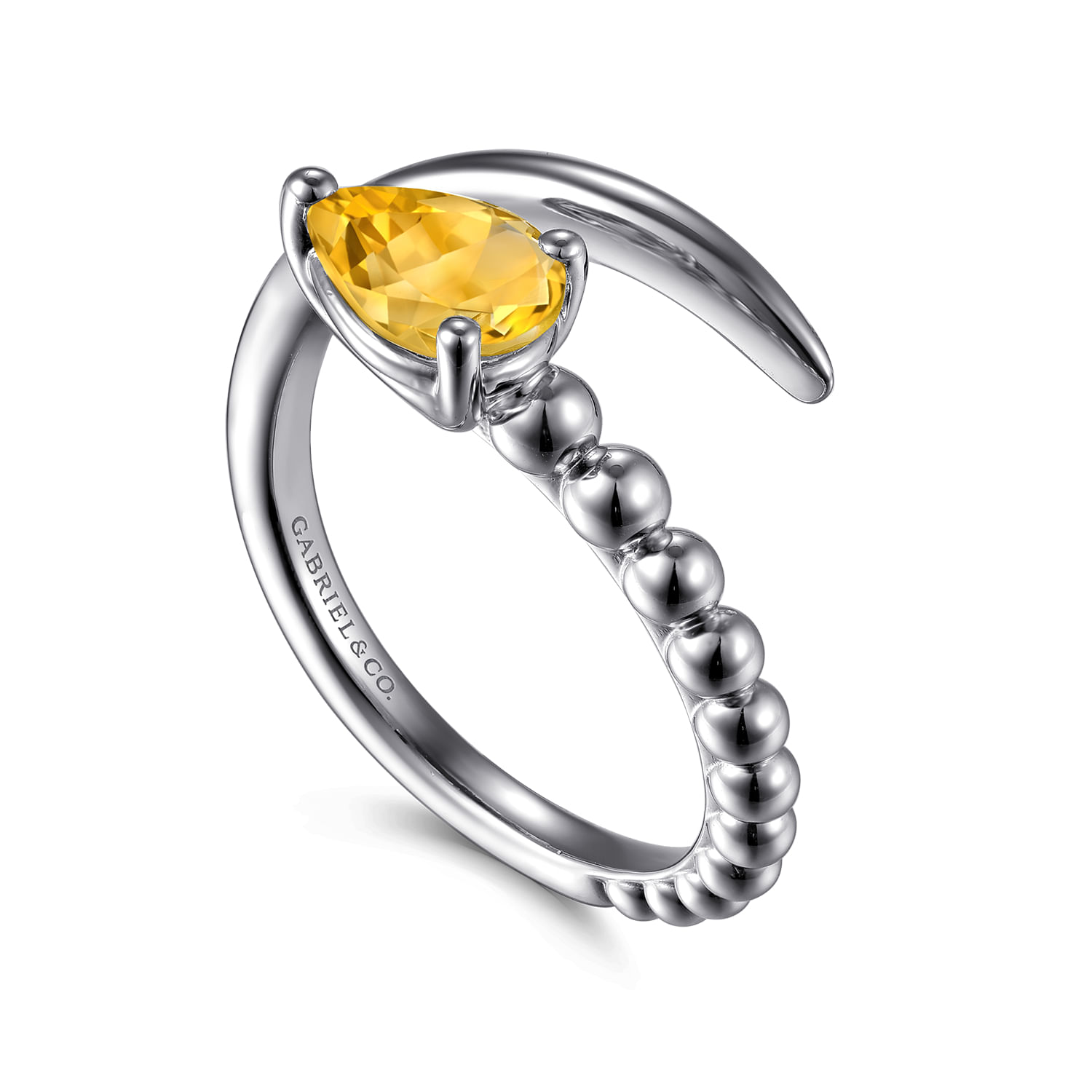 925 Sterling Silver Bujukan and Citrine Bypass Ring