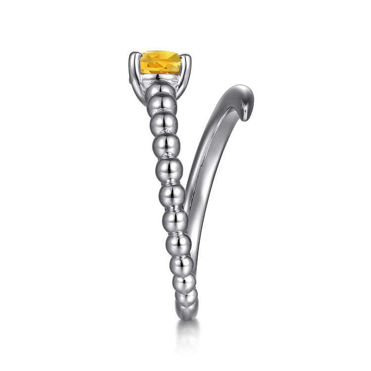 925 Sterling Silver Bujukan and Citrine Bypass Ring