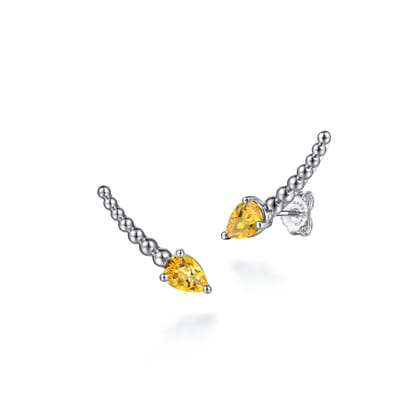 925 Sterling Silver Bujukan and Citrine Ear Climber Earrings
