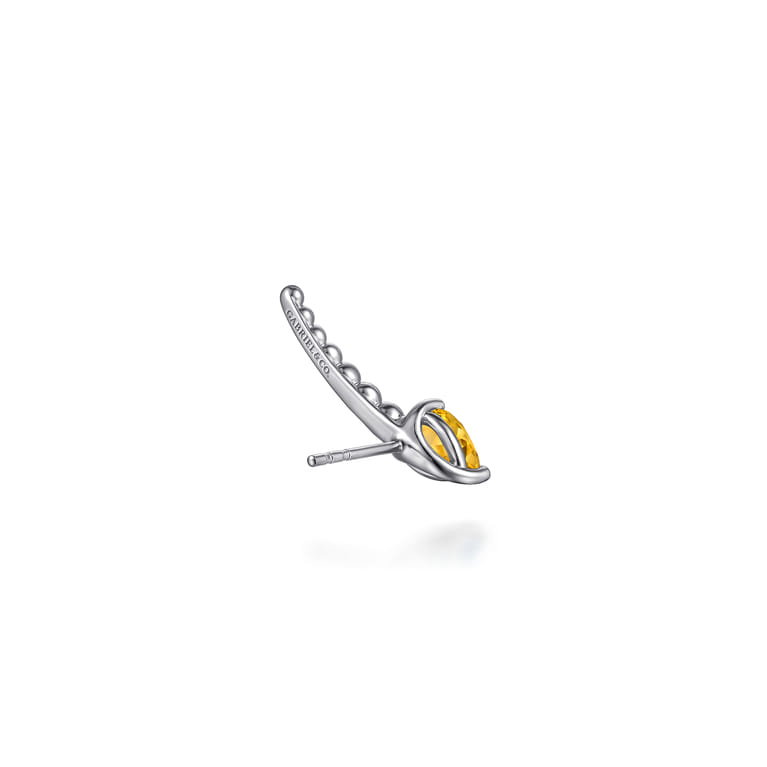 925 Sterling Silver Bujukan and Citrine Ear Climber Earrings - Shot 2