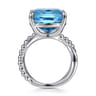 925 Sterling Silver Bujukan and Cushion Blue Topaz Twisted Ladies Ring