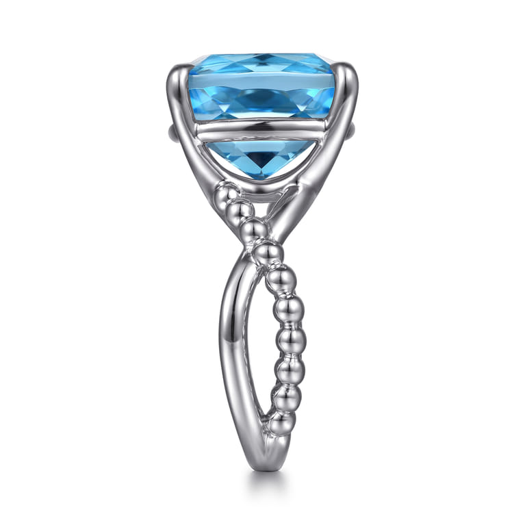 925 Sterling Silver Bujukan and Cushion Blue Topaz Twisted Ladies Ring - Shot 4