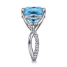 925 Sterling Silver Bujukan and Cushion Blue Topaz Twisted Ladies Ring
