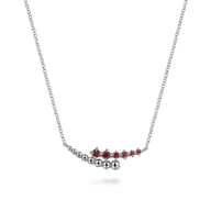925 Sterling Silver Bujukan and Garnet Bypass Bar Necklace