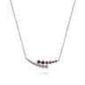 925 Sterling Silver Bujukan and Garnet Bypass Bar Necklace