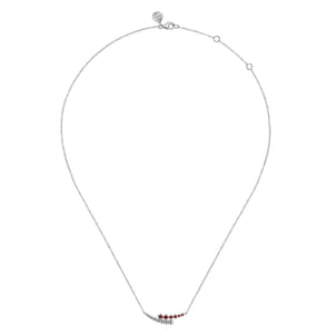 925 Sterling Silver Bujukan and Garnet Bypass Bar Necklace