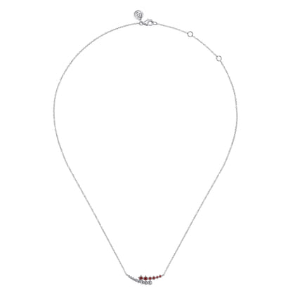 925 Sterling Silver Bujukan and Garnet Bypass Bar Necklace