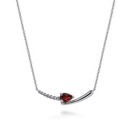 925 Sterling Silver Bujukan and Garnet Bypass Bar Necklace