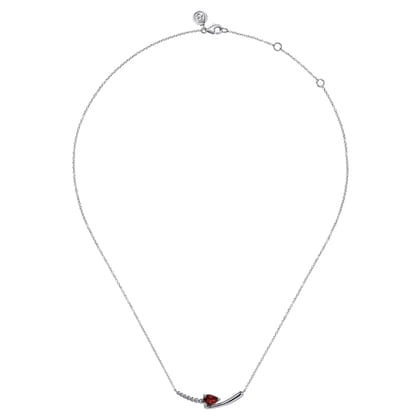 925 Sterling Silver Bujukan and Garnet Bypass Bar Necklace