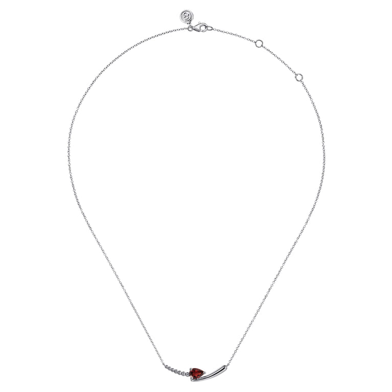 925 Sterling Silver Bujukan and Garnet Bypass Bar Necklace - Shot 2
