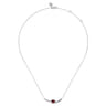 925 Sterling Silver Bujukan and Garnet Bypass Bar Necklace