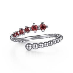 925 Sterling Silver Bujukan and Garnet Bypass Ring