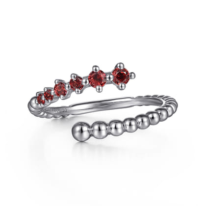 925 Sterling Silver Bujukan and Garnet Bypass Ring