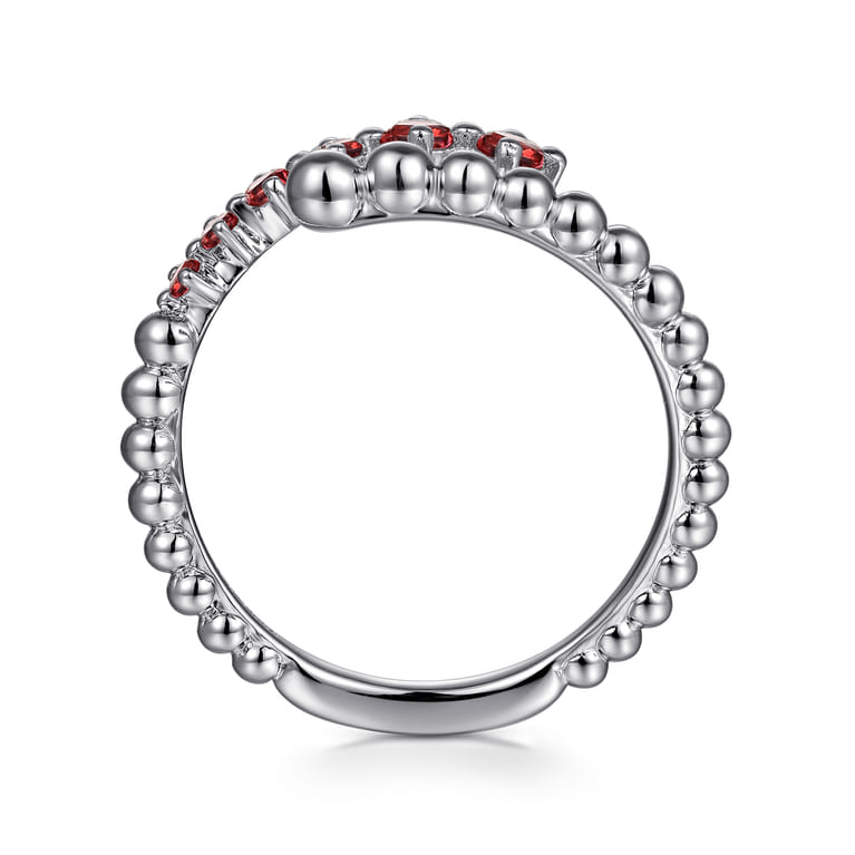 925 Sterling Silver Bujukan and Garnet Bypass Ring - Shot 2