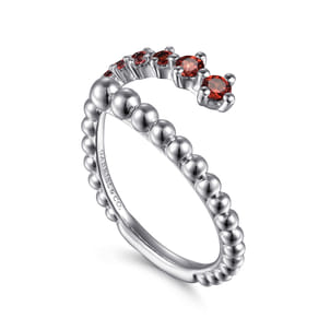 925 Sterling Silver Bujukan and Garnet Bypass Ring