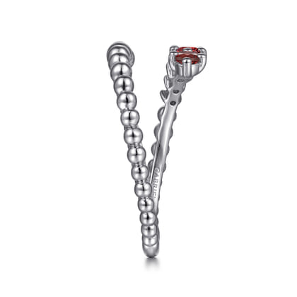 925 Sterling Silver Bujukan and Garnet Bypass Ring