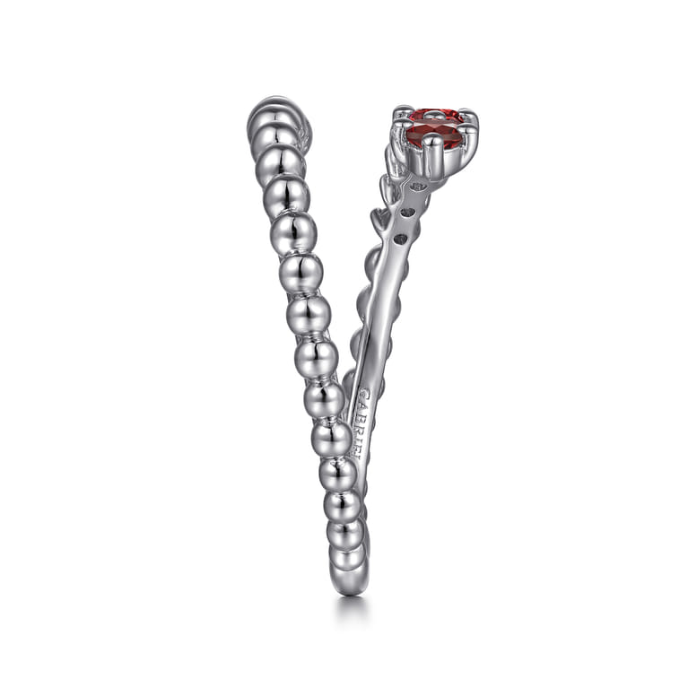 925 Sterling Silver Bujukan and Garnet Bypass Ring - Shot 4