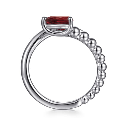925 Sterling Silver Bujukan and Garnet Bypass Ring