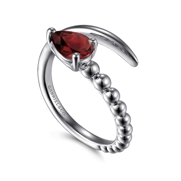 925 Sterling Silver Bujukan and Garnet Bypass Ring - Shot 3